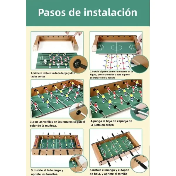 Juego De Mesa Mini Futbolito Metegol De Madera Marron
