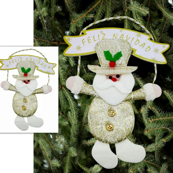 Adorno Papa Noel Colgante Navidad Decoracion Navideña Dorado Papa Noel Colgante