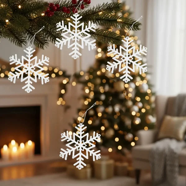 Adorno Colgante Copo De Nieve Decoración Navidad X4 Blanco