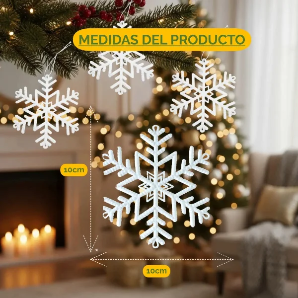 Adorno Colgante Copo De Nieve Decoración Navidad X4 Blanco