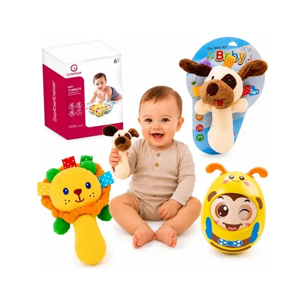 Juguetes Para Bebes Bundle Kit X3 Sonajeros 6 Meses 1 Año Multicolor