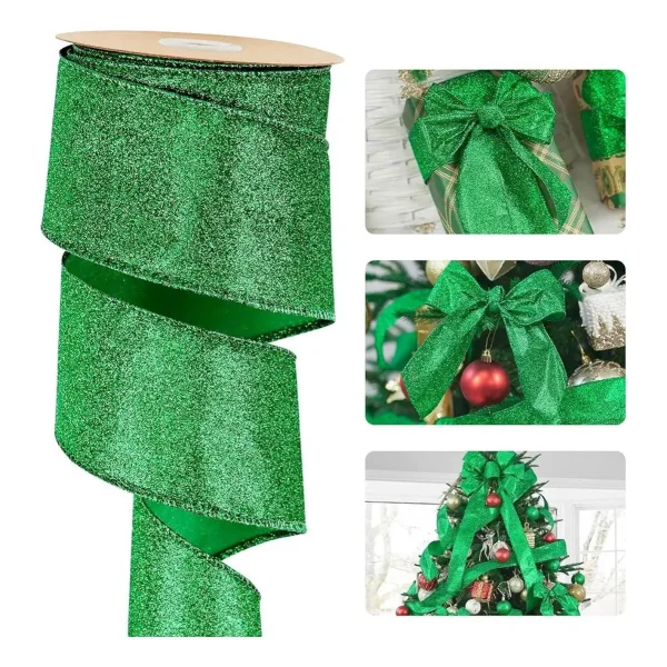 Cintas Navideñas Premium Glitter 6cm 2,70mts Adornos Navidad