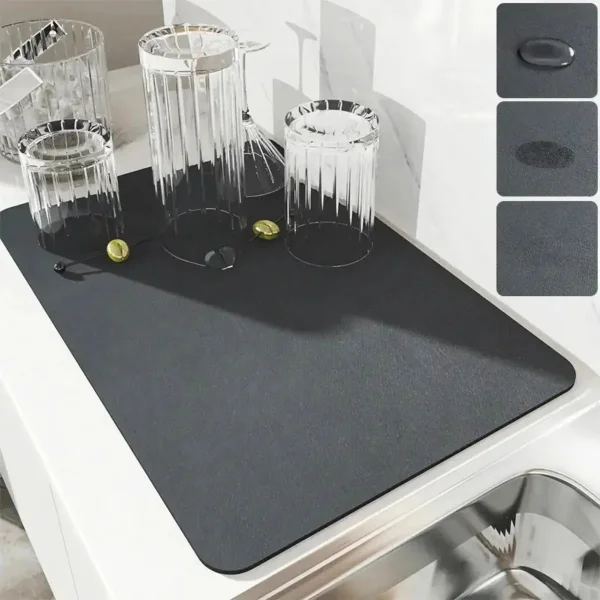 Escurridor Platos Mat Secaplatos Absorbente Secado Rapido Color Negro