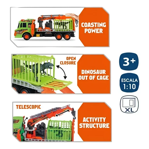 Camion Transportador Dinosaurios Juguete Gigante Monster Verde