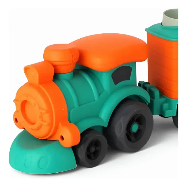 Tren Con Figuras Encastrables Juguete Eco Bioplastico Color Turquesa