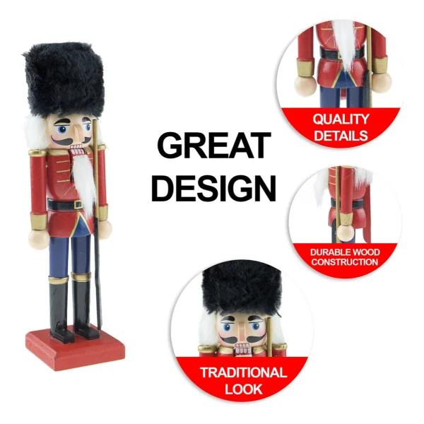 Cascanueces Soldado De Madera 20 Cm Adorno Navidad Madera Rojo