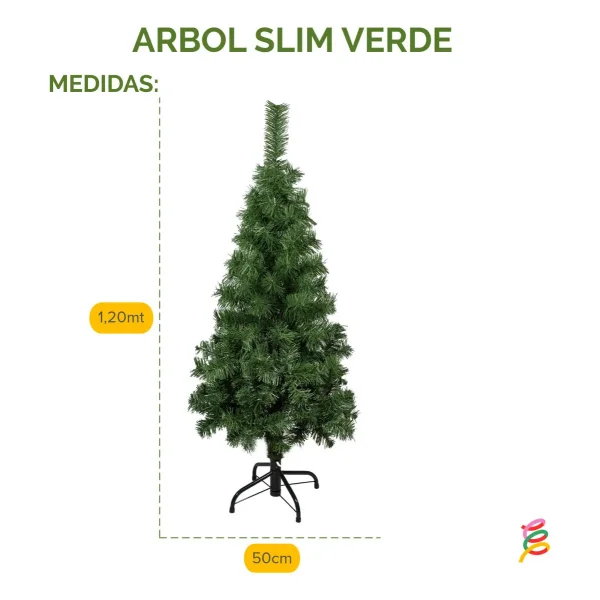 Árbol De Navidad Tronador Slim Verde 1.20mts Base Metal