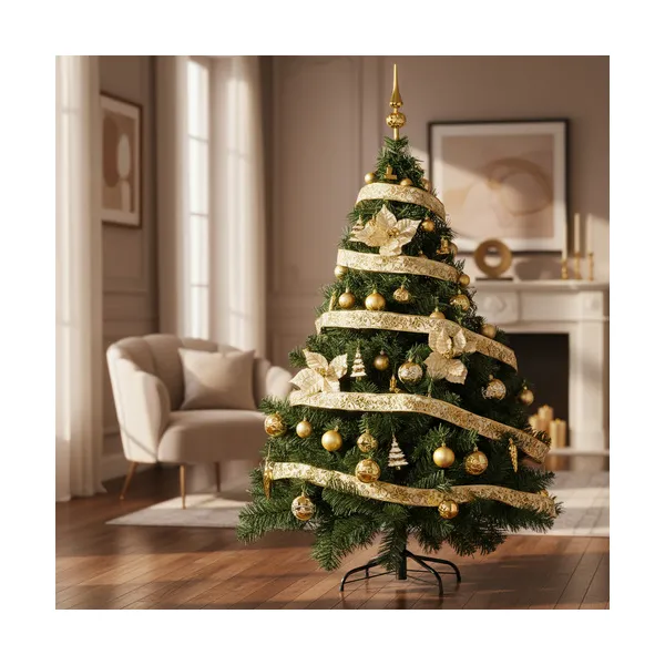 Árbol De Navidad Montañes Deluxe 1.80mts Decorado Oro Color Verde/oro