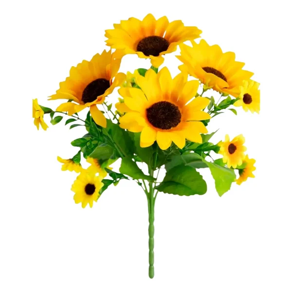 Ramo Girasol Flores Artificiales 30cm Decoracion Pack X10 Amarillo