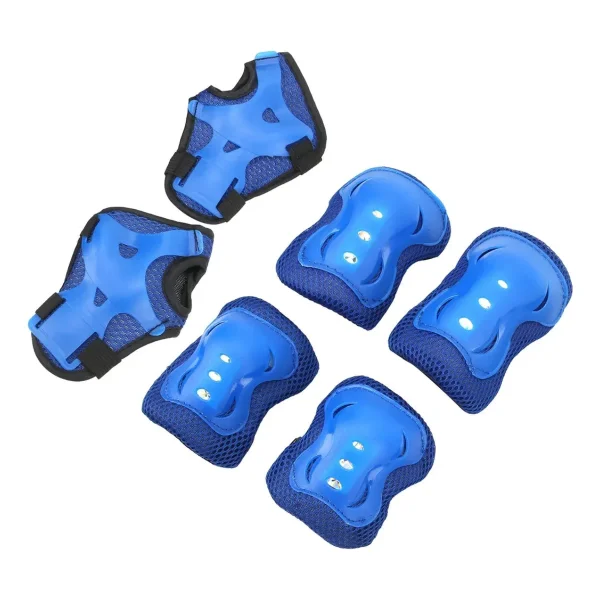Kit De Protección Sports Para Niños Con Rodilleras, Coderas Y Muñequeras, Azul - 6 Piezas Para Ciclismo Y Patinaje