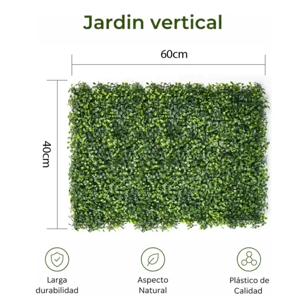 Jardin Vertical Artificial 60x40cm Plastico Verde