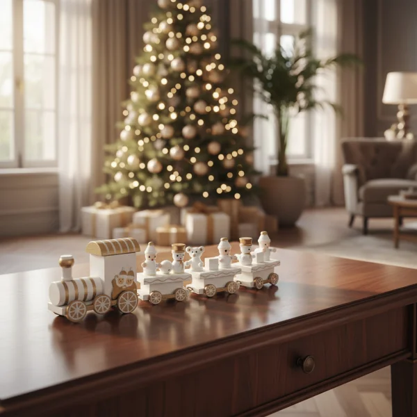 Tren De Madera Decoracion Navideña Adornos Navidad Blanco Tren De Madera