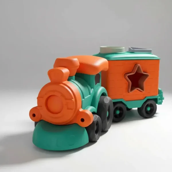 Tren Con Figuras Encastrables Juguete Eco Bioplastico Color Turquesa