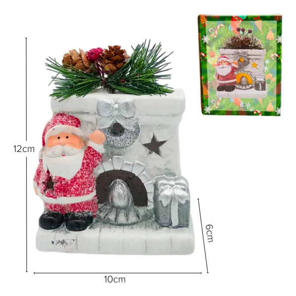 Adorno Navidad Papa Noel Ceramica C/ Luz Decoracion Navideña Blanco Papá Noel