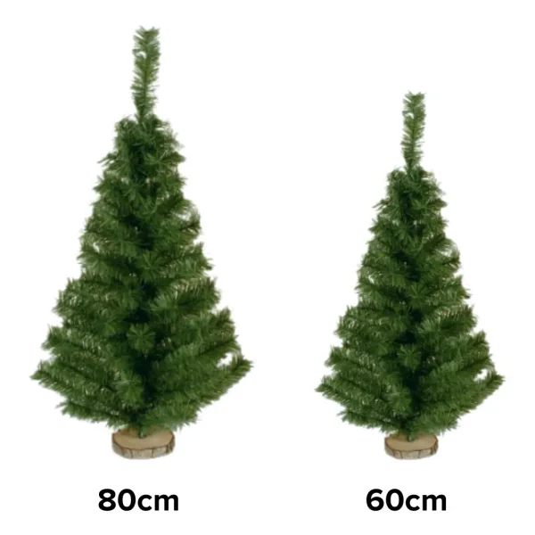 Arbolito Navidad Mini 60cm Con Base De Tronco Natural