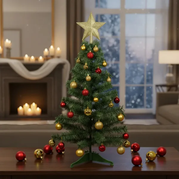 Arbol De Navidad Decorado Arbolito 1.20m Pino Carioca Color Rojo/oro