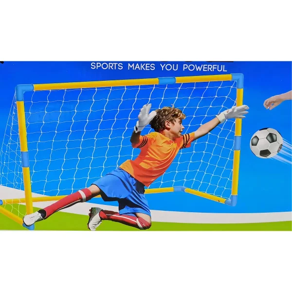 Arco De Futbol Desarmable Infantil Con Pelota E Inflador Color Amarillo