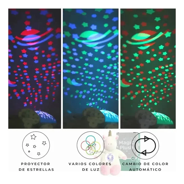 Peluche Unicornio Con Luz Y Música Proyector Infantil