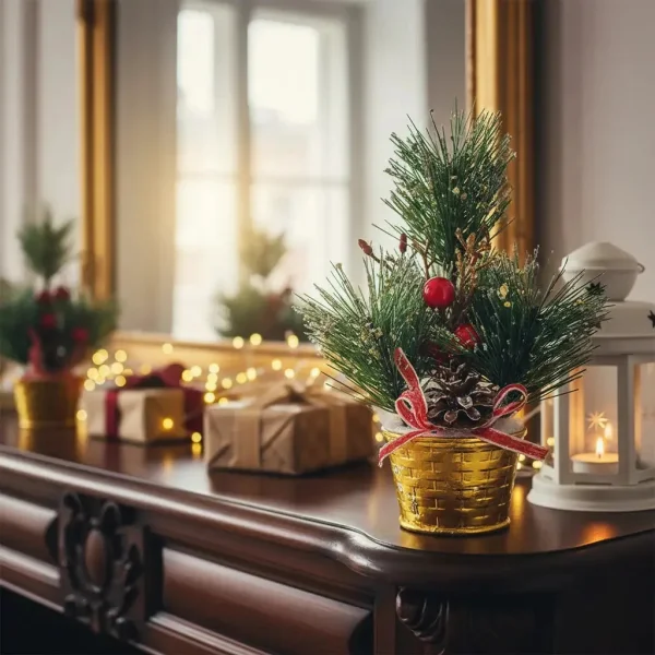 Arbolito De Navidad Decoracion Navideña Pino 20cm Adornos Verde