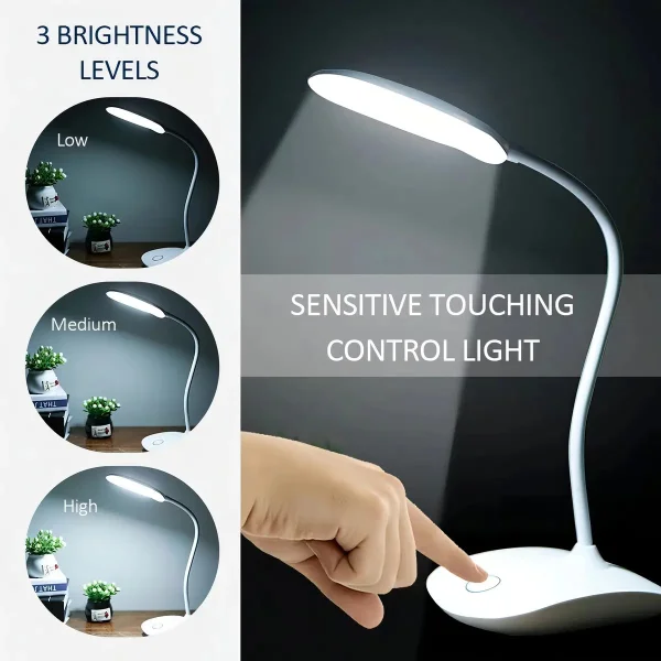 Lampara De Mesa Usb Velador Escritorio Luz Led Blanca Blanco