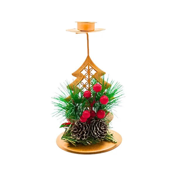 Candelabro Porta Velas Metalicos Decorativos Navidad 15cm Color Dorado