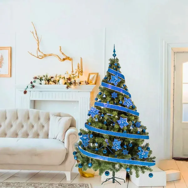 Arbol De Navidad Tronador Lujo Verde 2,10mts Pino Decorado Azul