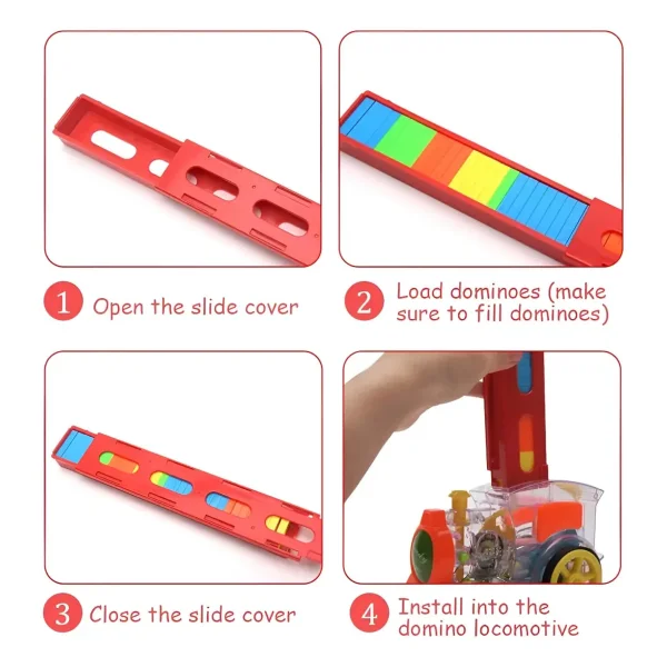 Domino Tren Electrico Con Luz Y Sonido 86 Fichas Multicolor