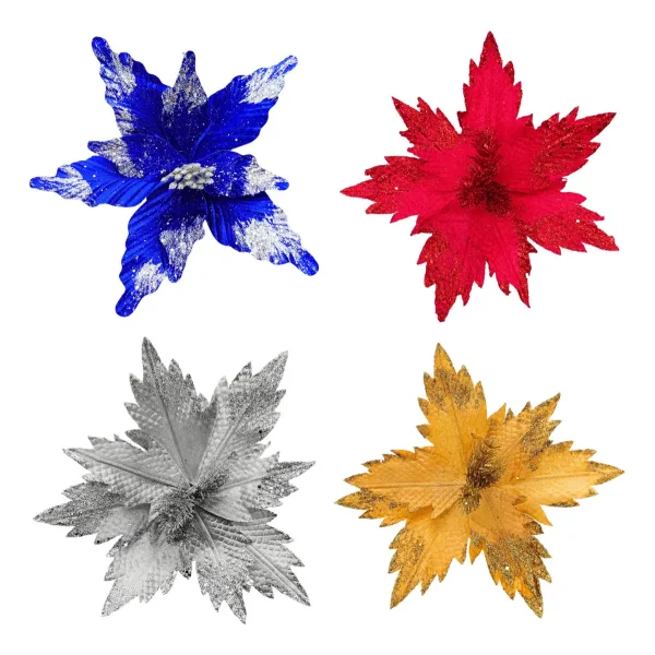 Flor 25cm Azul Arbol De Navidad Adornos Decoracion X4u