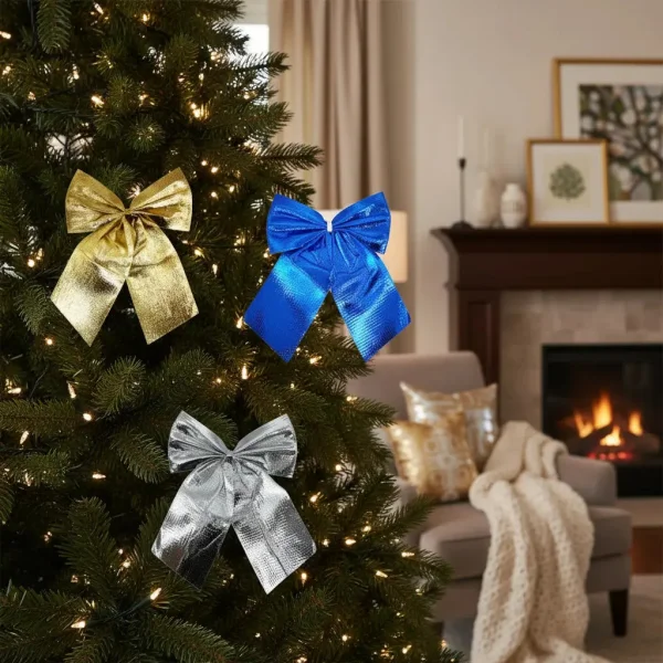 Adorno Colgante Navidad Moño 9cm Para Decoración Navideño X4