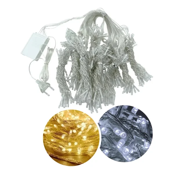 Cortina Led X300 Luces Navidad Bodas 3x3 Mts 12 Tiras 220v