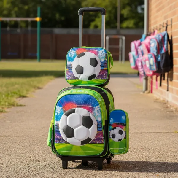 Mochila Carrito Espalda Escolar 2 En 1 Canopla Lunchera Luz