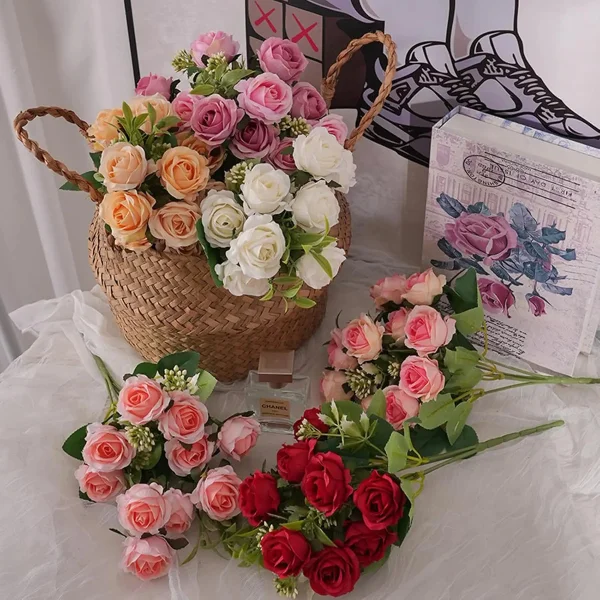 Ramo De Rosas Flores Artificiales Decoracion X1