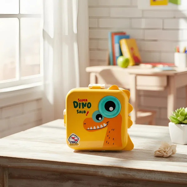 Lunchera Infantil Dinosaurio Escolar Jardin Vianda Infantil Amarillo