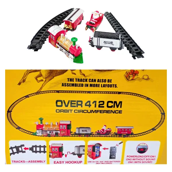 Tren Navideño Rojo 16 Piezas Con Luz Y Sonido