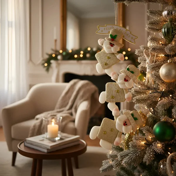 Adornos Navideños Colgante De Paño Navidad Blanco