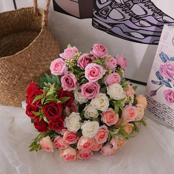 Ramo De Rosas Flores Artificiales Decoracion X1