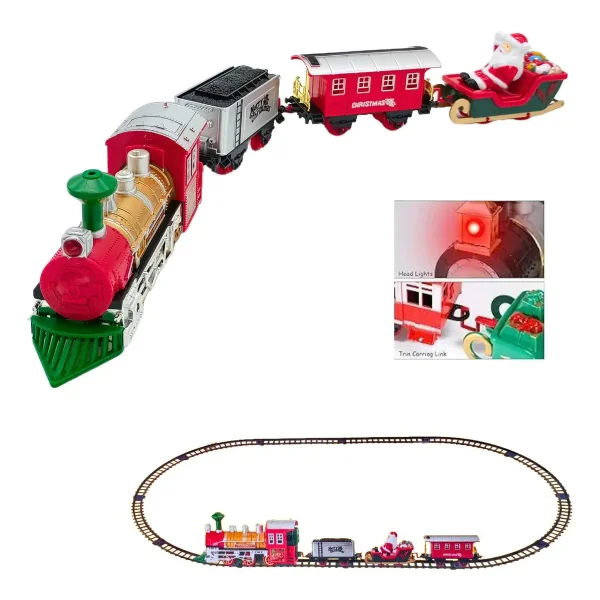 Tren Navideño Rojo 16 Piezas Con Luz Y Sonido