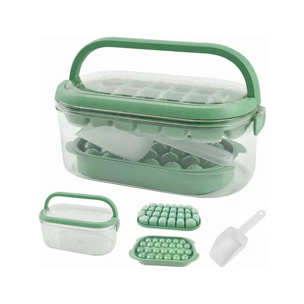 Cubetera Hielera Contenedor Hielo Portatil C/tapa Y Cuchara Verde