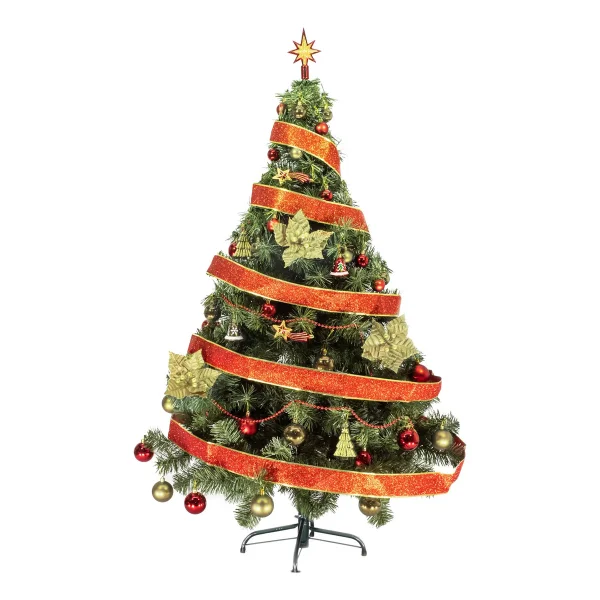 Arbol de Navidad Tronador Lujo Verde 1,50mts Kit 40 Rojo Oro