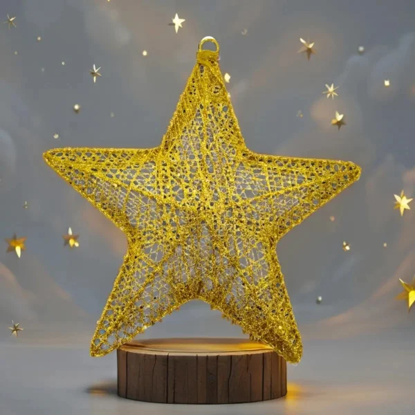 Adorno Navideño Estrella Colgante 30cm Decoración Navidad Oro Estrella Colgante