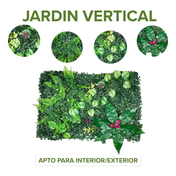 Jardín Vertical Cesped Flores Muro Artificial Verde Pack X5 Verde