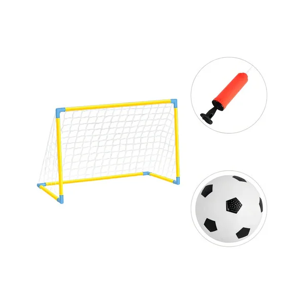 Arco De Futbol Desarmable Infantil Con Pelota E Inflador Color Amarillo