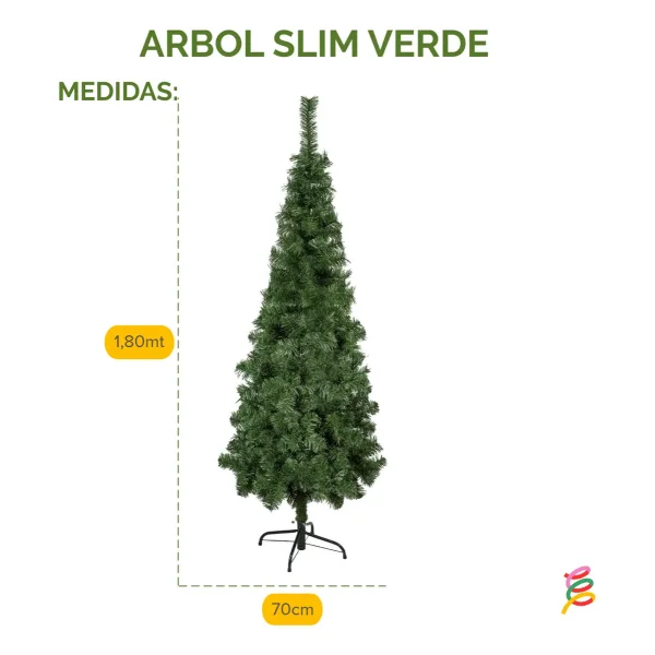 Árbol De Navidad Tronador Slim Verde 1.80mts Base Metal