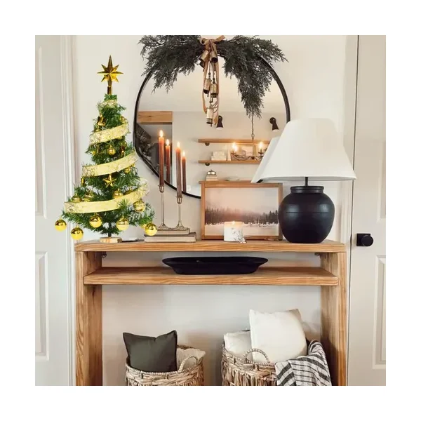 Árbol Navidad Fabesa 80cm Verde Mini Pino Deco Incluye 30 Adornos Oro