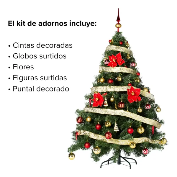 Arbol Navidad Montañes Deluxe 1.30mts Con Adornos Decoración