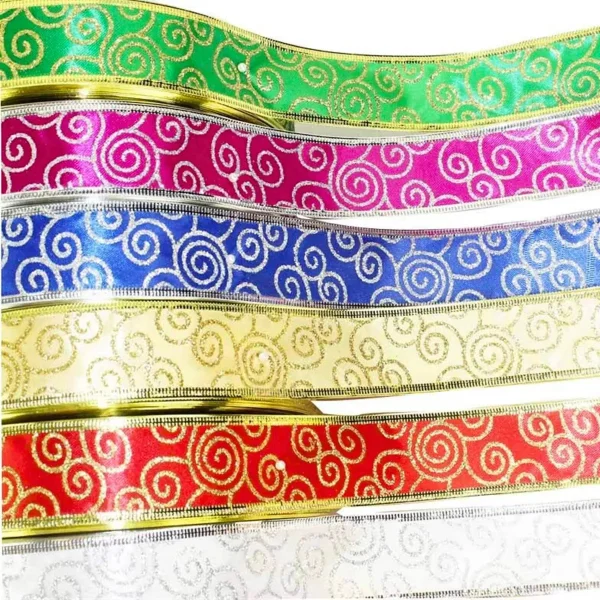 Cintas Navideñas Pack X3 Adornos Glitter 5cm 2,70mts Navidad