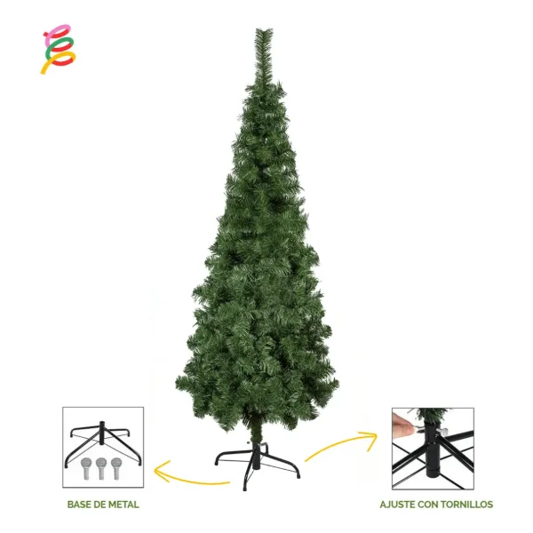 Árbol De Navidad Tronador Slim Verde 1.80mts Base Metal