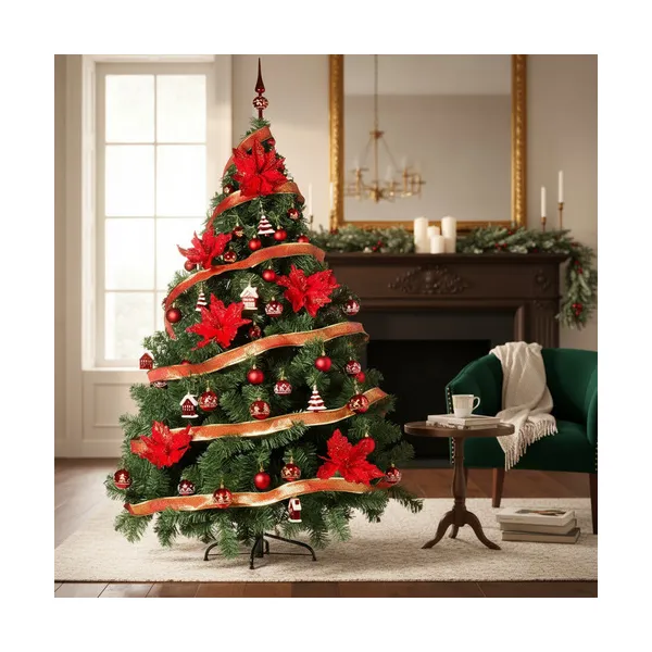 Árbol  Navidad Montañes Luxe 1.80mts-decorado Rojo Cyber