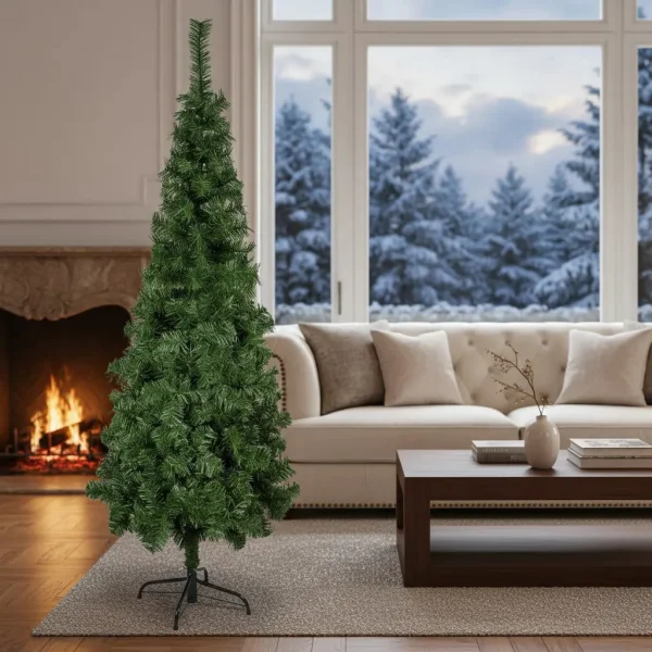 Árbol De Navidad Tronador Slim Verde 1.80mts Base Metal