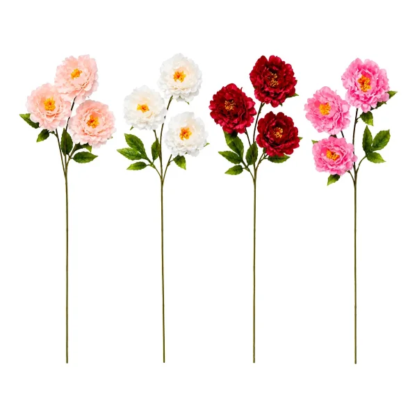 Peonias Artificiales Tallo Largo 70cm 3 Flores Deco Eventos Fucsia